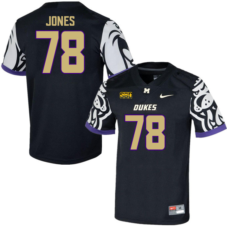 Men-Youth #78 Cameron Jones James Madison Dukes College Football Jerseys Stitched Sale-Black